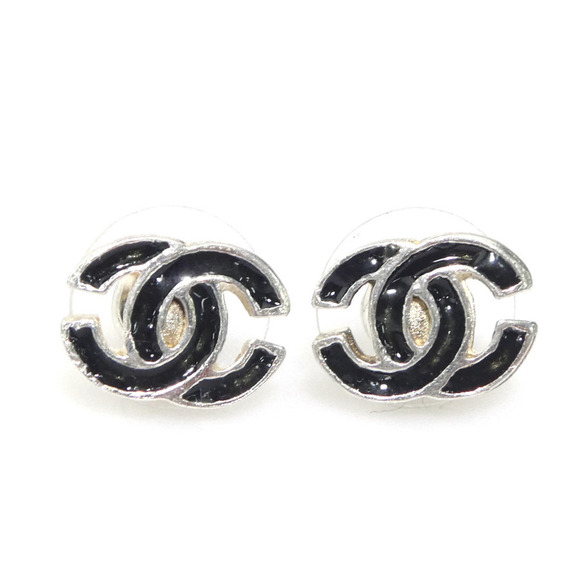 Chanel CHANEL Earrings Metal Black x Silver Women's Free Shipping h32024a